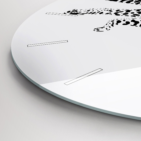 Round glass clock Silhouette of a panther