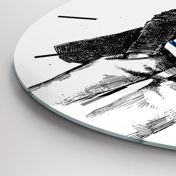 Round glass clock A dog in a human body