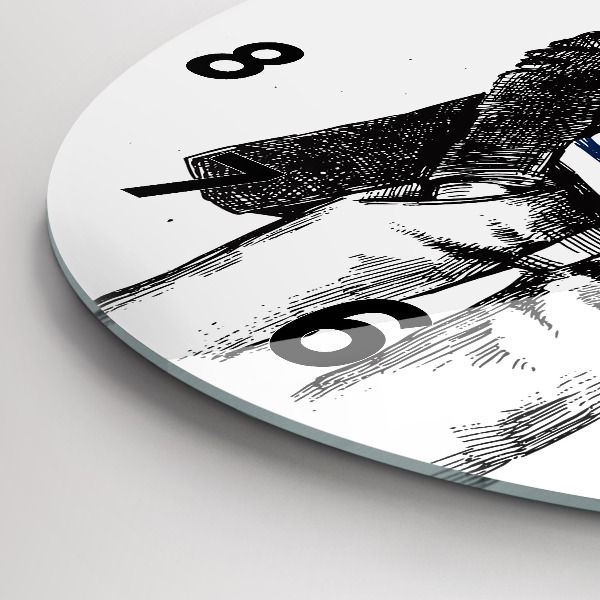 Round glass clock A dog in a human body