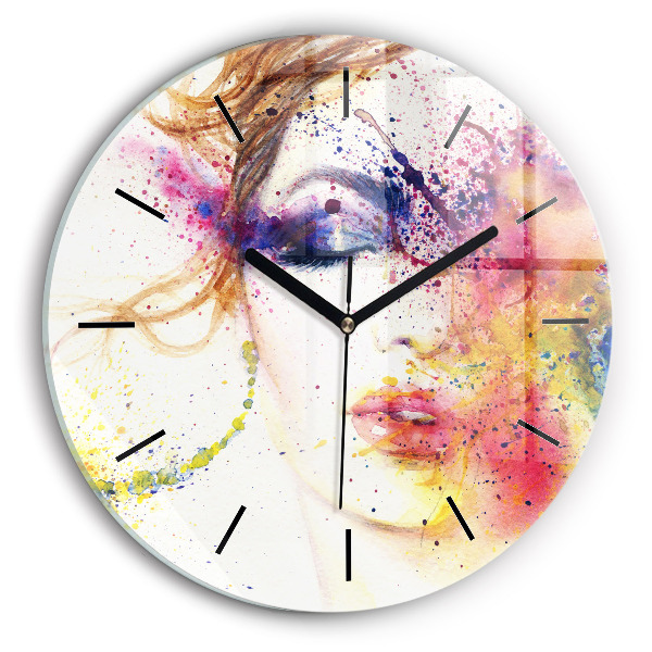 Round glass clock Portrait of a Mysterious Woman