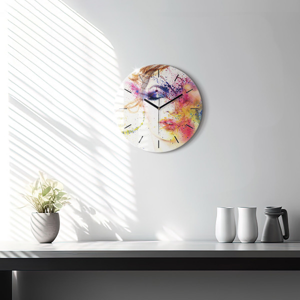Round glass clock Portrait of a Mysterious Woman