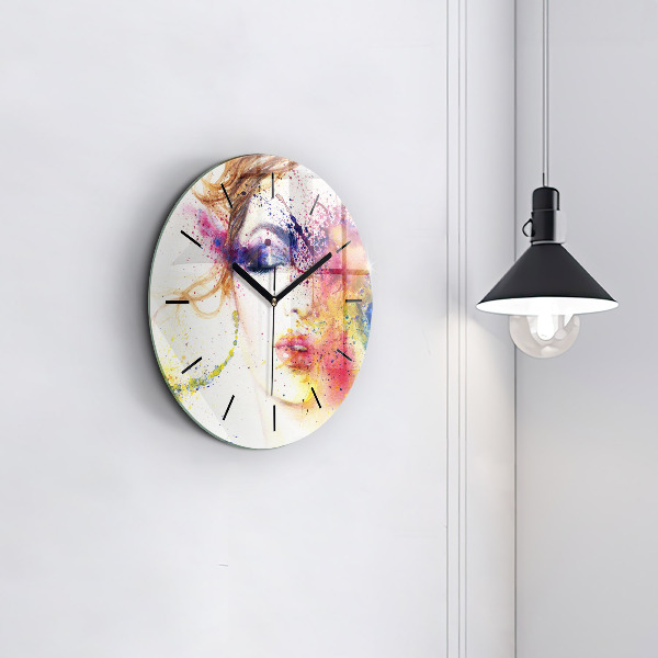 Round glass clock Portrait of a Mysterious Woman