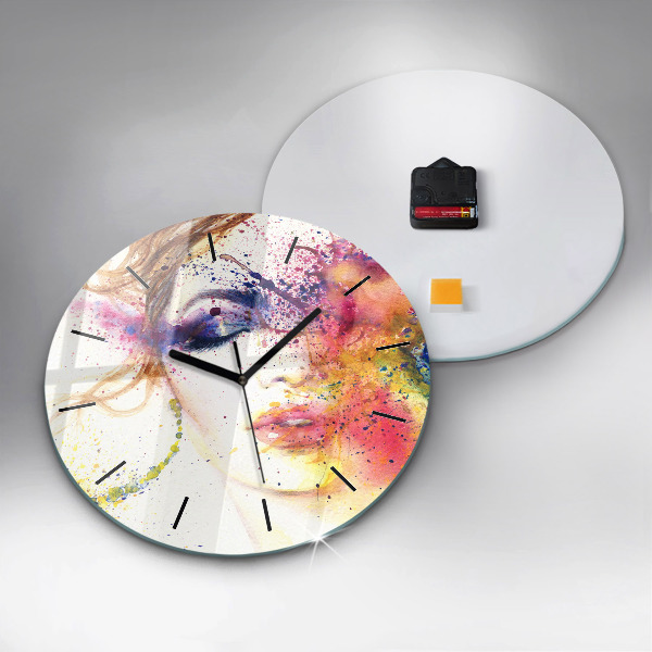 Round glass clock Portrait of a Mysterious Woman
