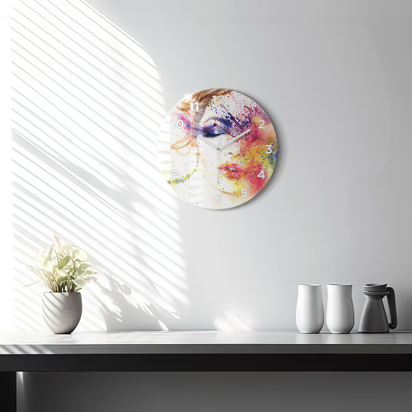Round glass clock Portrait of a Mysterious Woman