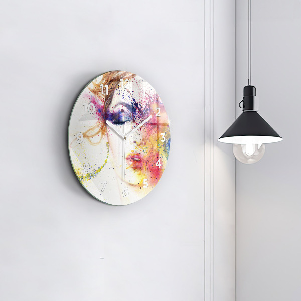 Round glass clock Portrait of a Mysterious Woman