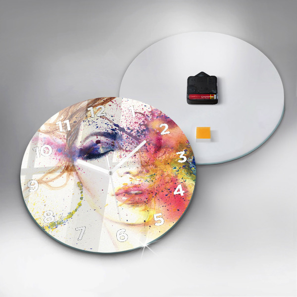 Round glass clock Portrait of a Mysterious Woman