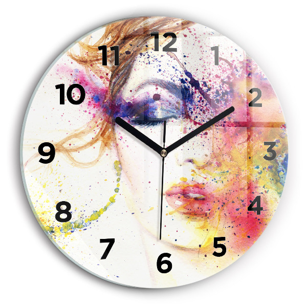 Round glass clock Portrait of a Mysterious Woman