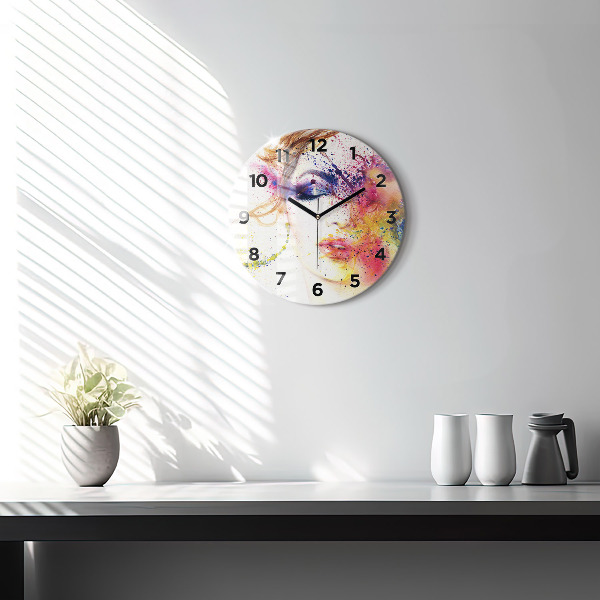 Round glass clock Portrait of a Mysterious Woman