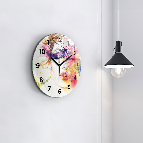 Round glass clock Portrait of a Mysterious Woman