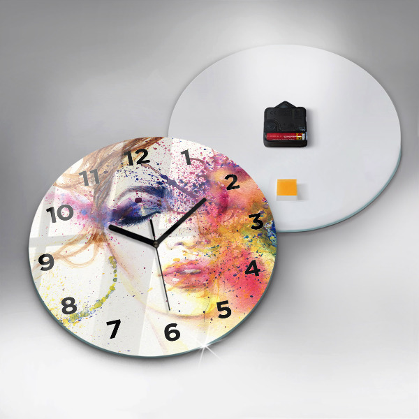 Round glass clock Portrait of a Mysterious Woman