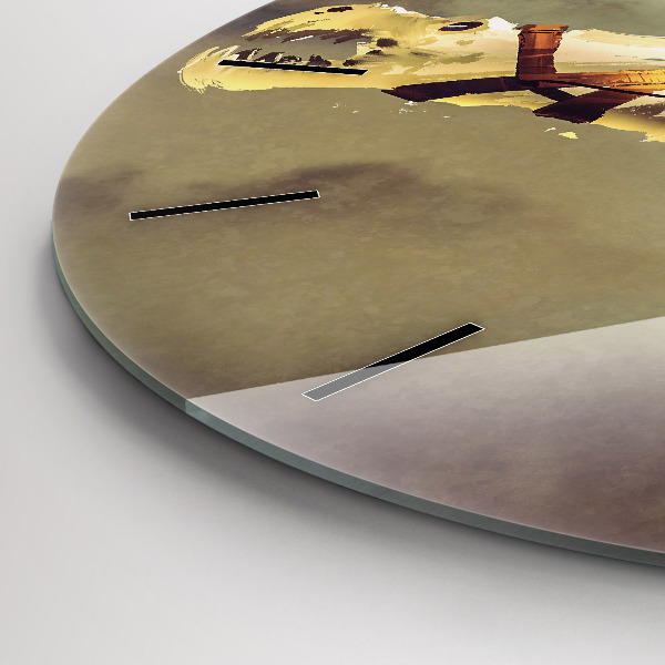 Round glass clock Dragon Rider Illustration