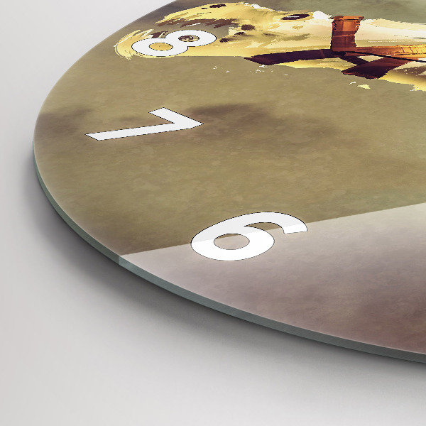 Round glass clock Dragon Rider Illustration