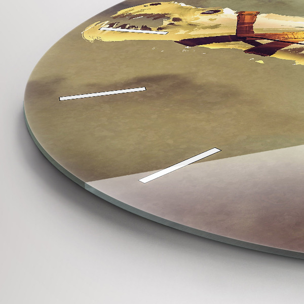 Round glass clock Dragon Rider Illustration