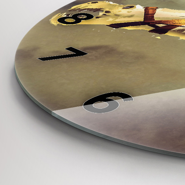 Round glass clock Dragon Rider Illustration