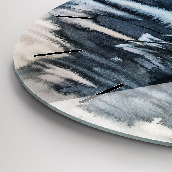 Round glass clock Winter Lake Łódka