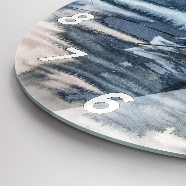 Round glass clock Winter Lake Łódka