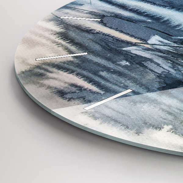 Round glass clock Winter Lake Łódka