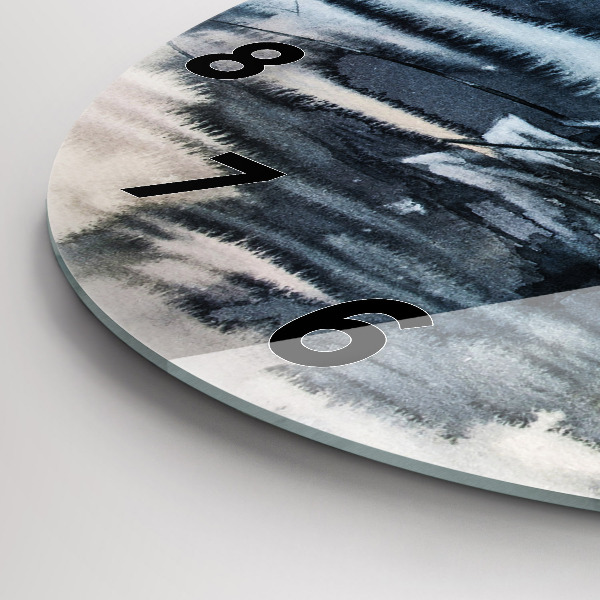 Round glass clock Winter Lake Łódka