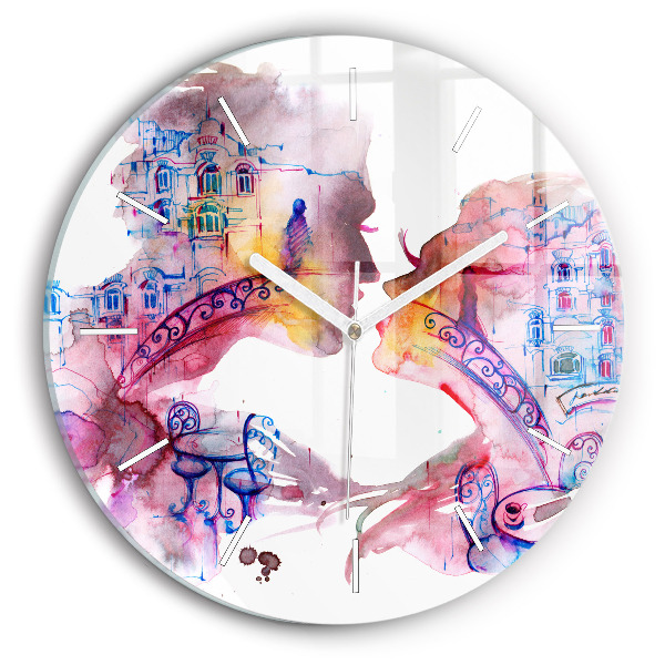 Round glass clock Two Bodies One Soul
