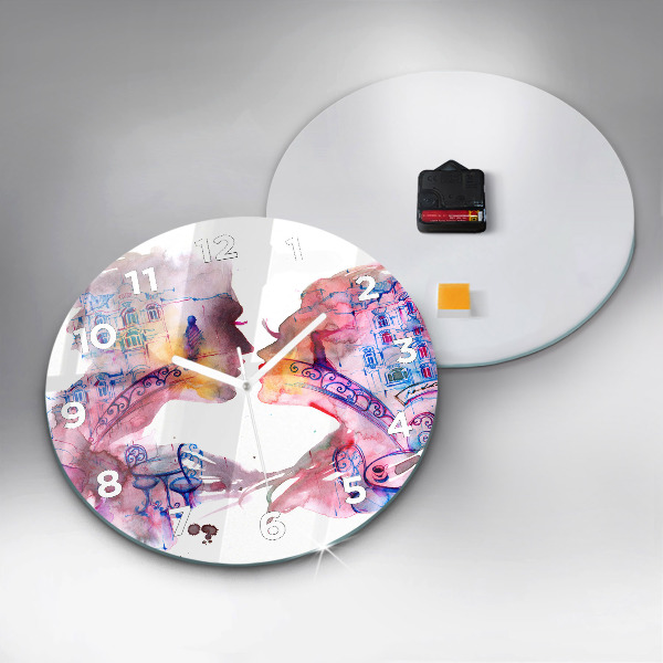 Round glass clock Two Bodies One Soul