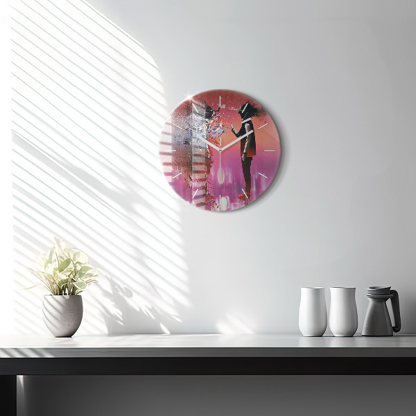 Round glass clock Cyberspace