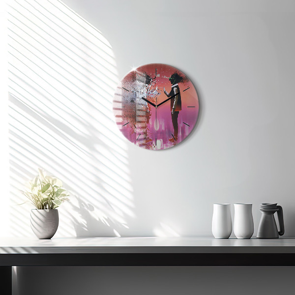 Round glass clock Cyberspace