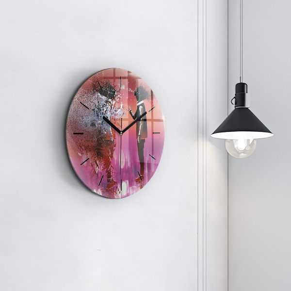 Round glass clock Cyberspace