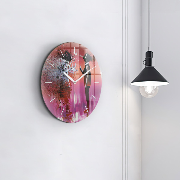 Round glass clock Cyberspace