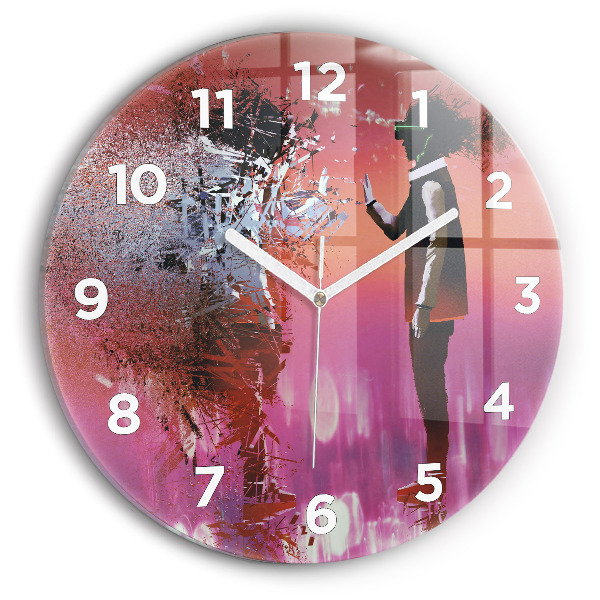 Round glass clock Cyberspace