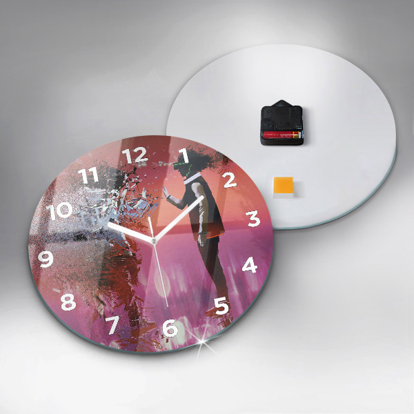 Round glass clock Cyberspace