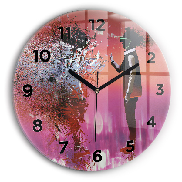 Round glass clock Cyberspace