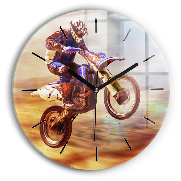 Round glass clock Motocross Enduro