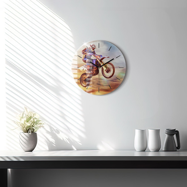 Round glass clock Motocross Enduro