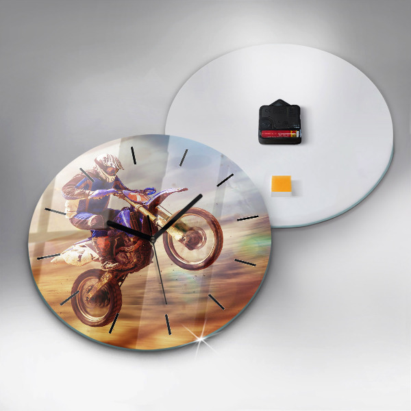 Round glass clock Motocross Enduro