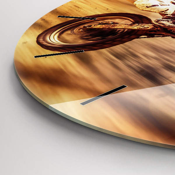 Round glass clock Motocross Enduro