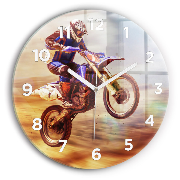 Round glass clock Motocross Enduro