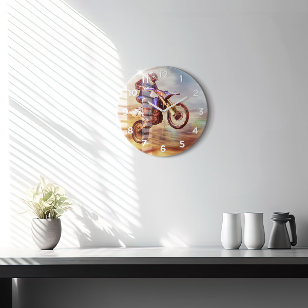Round glass clock Motocross Enduro