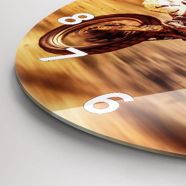 Round glass clock Motocross Enduro