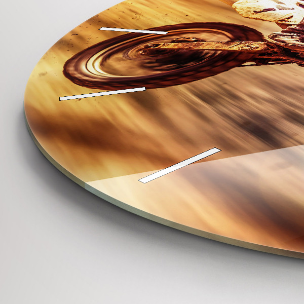 Round glass clock Motocross Enduro