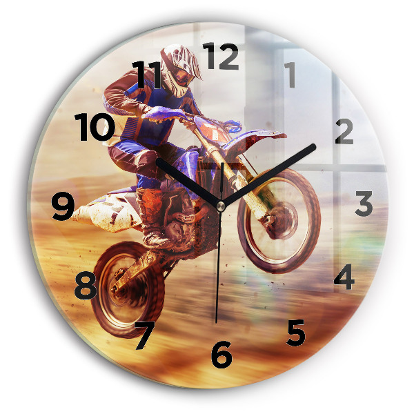Round glass clock Motocross Enduro