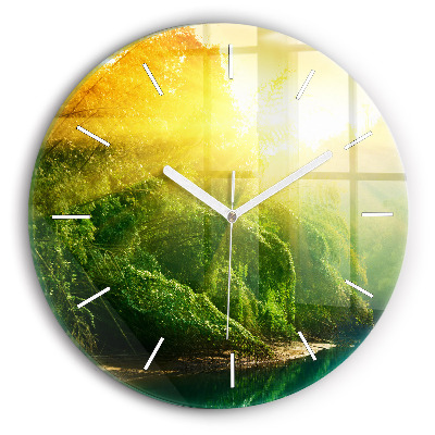 Round glass clock Peaceful nature