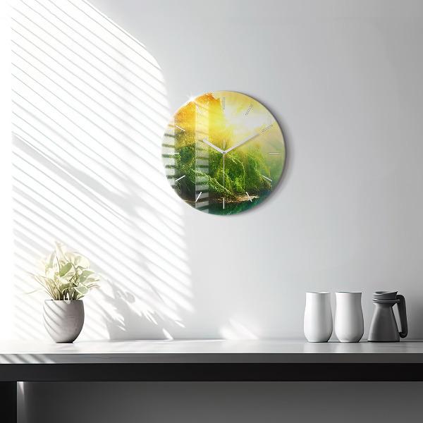 Round glass clock Peaceful nature