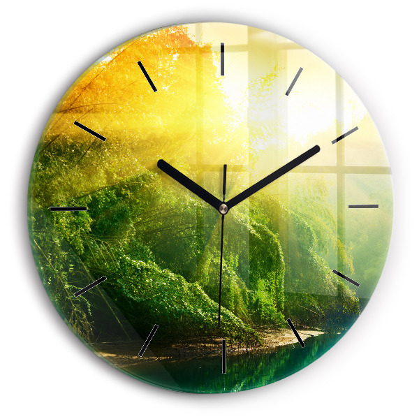 Round glass clock Peaceful nature