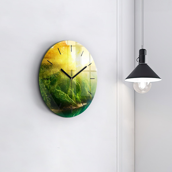 Round glass clock Peaceful nature