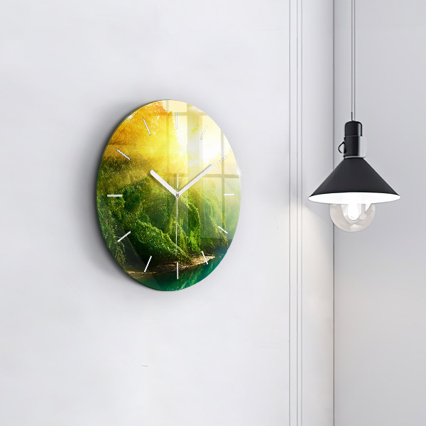 Round glass clock Peaceful nature