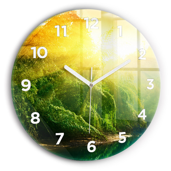 Round glass clock Peaceful nature
