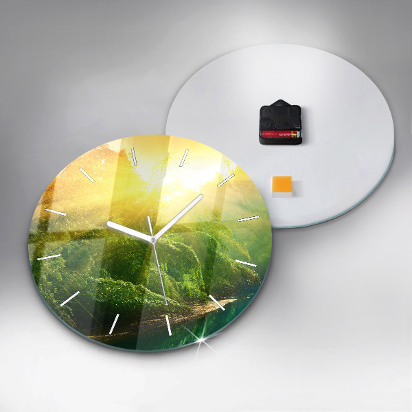 Round glass clock Peaceful nature