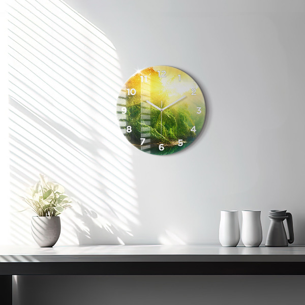 Round glass clock Peaceful nature