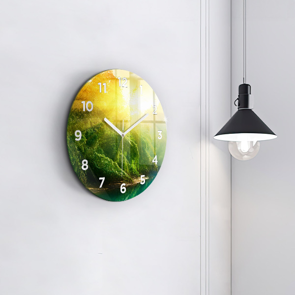Round glass clock Peaceful nature