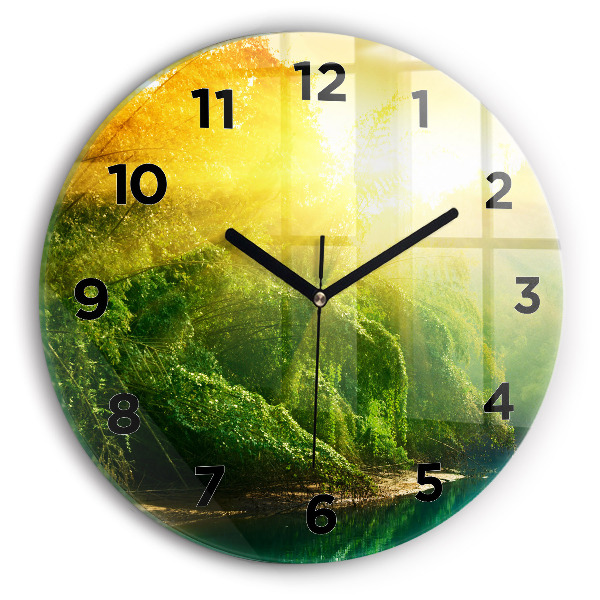 Round glass clock Peaceful nature